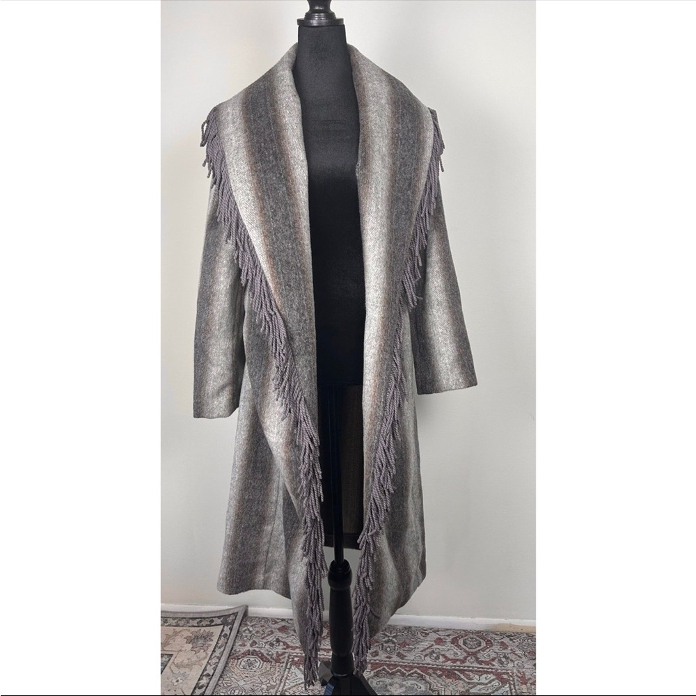 Anthropologie Line & Dot Gray Fringe Open Front Coat. Brand new with tag